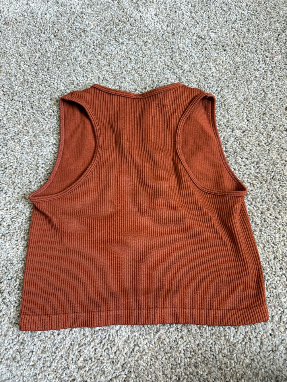 Rust Colored Ribbed Notch-Neck Tank Top - Rust - Picture 2 of 3